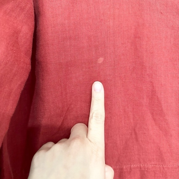 EILEEN FISHER Top small Linen Tunic Blouse Popover Round Neck Long Sleeve Red - Picture 2 of 7